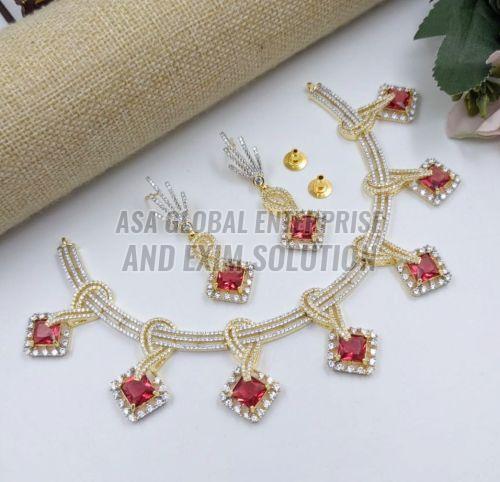 Ladies Golden Party Designer Brass Necklace Set