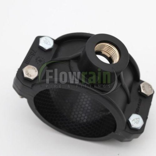 315 Mm PP Brass Threaded Black Service Saddle