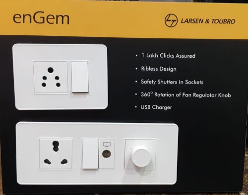 6A L&t Engem White Modular Switch