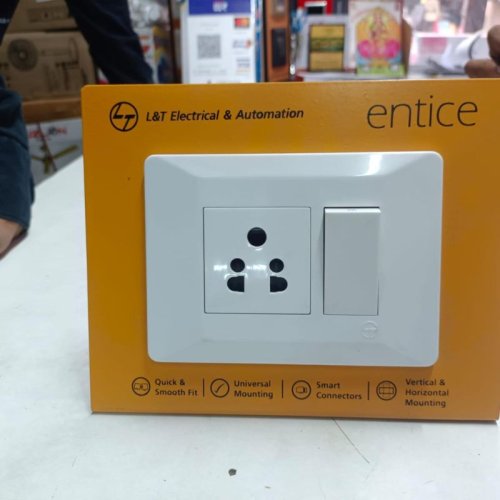 L&AMP;t Entice White 3 Module Switch Plate