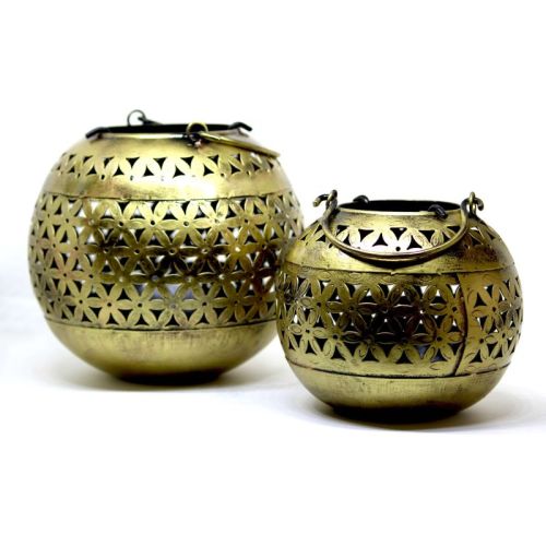 15cm Decorative Brass Bowls with Floral Design