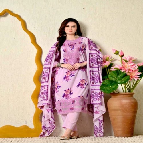 Pure Cotton Embroidered Kurti with Printed Dupatta