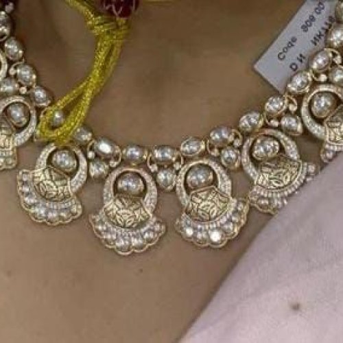 Ladies Gold Plated Diamond Polki Necklace