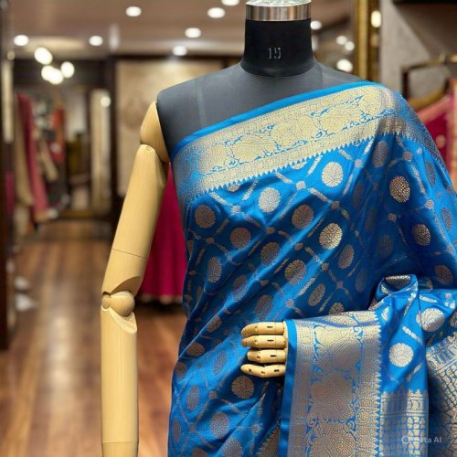Ladies Printed Party Wear Banarasi Silk Saree