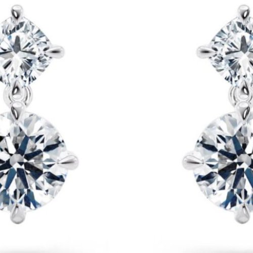 Designer Round Shape White Gold Diamond Drop Earrings