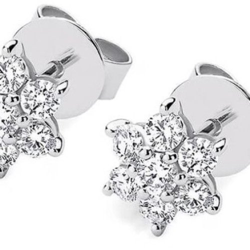 Designer Round White Gold Diamond Stud Earrings