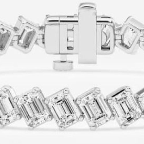 Exotic Emerald Cut White Gold Diamond Bracelet