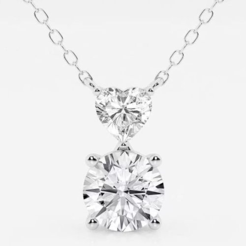 Heart and Round Shape Diamond Pendant