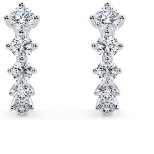 Ladies Round Cut Diamond Drop Dangling Earrings