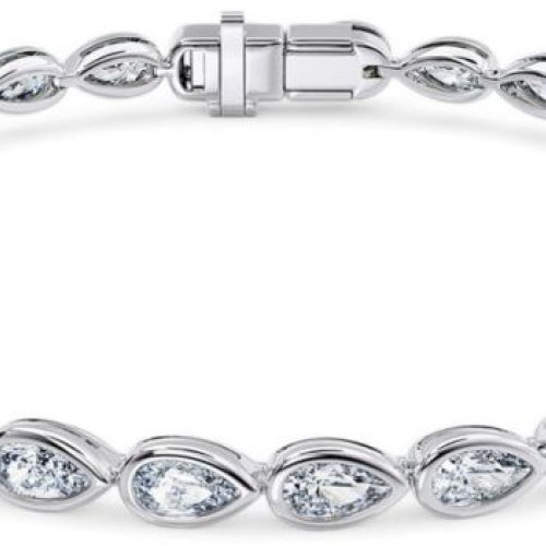 Ladies White Gold Pear Diamond Bracelet