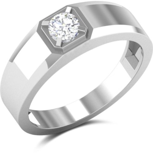 Mens Round Cut White Gold Diamond Ring