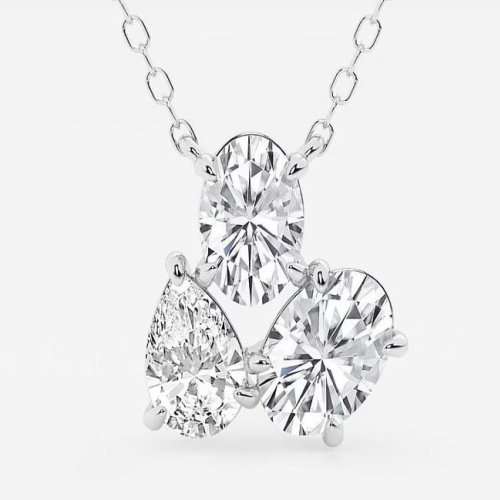 Pear and Oval Shape Diamond Pendant