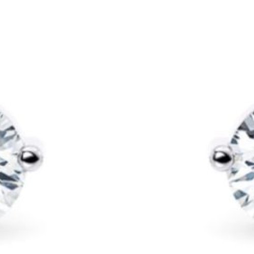 Pear and Round White Gold Diamond Stud Earrings