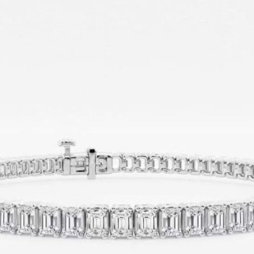 White Gold Emerald Cut Diamond Bracelet