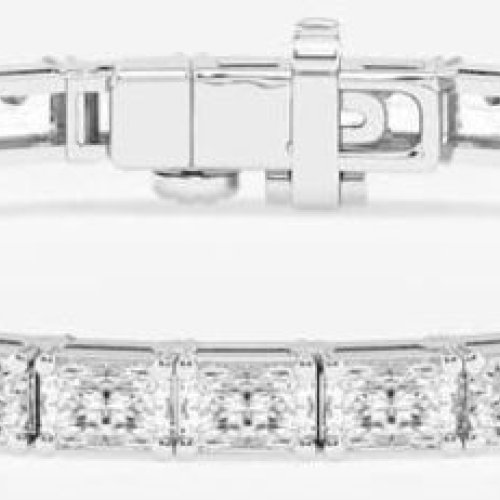 White Gold Emerald Cut Diamond Tennis Bracelet