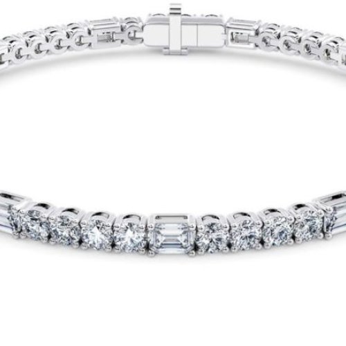 White Gold Marquise and Round Diamond Bracelet