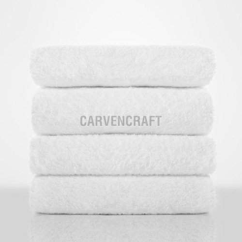 500 GSM White Plain Terry Cotton Bath Towel