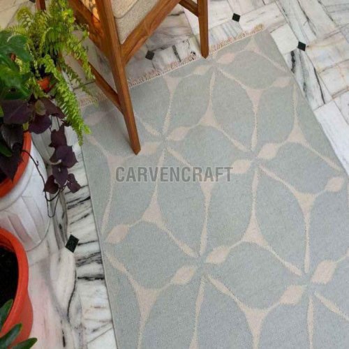 A 33  Floral Print Flat Weave Wool Durries