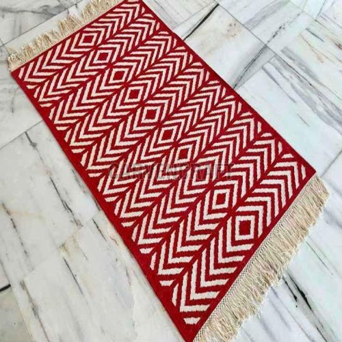 A 42 Red &AMP; Beige Flat Weave Cotton Durries