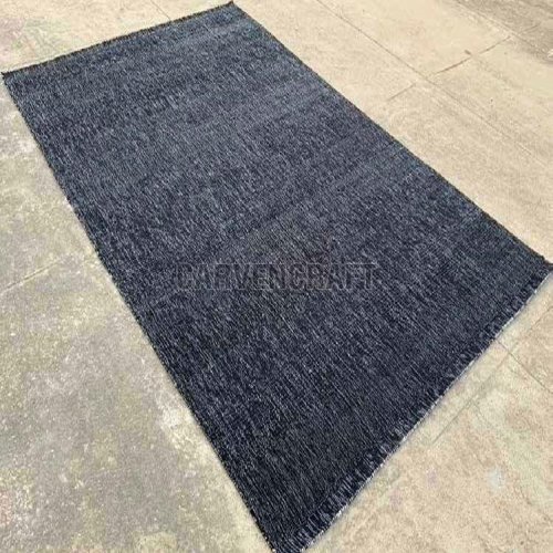A77 Black Handloom Wool Rug