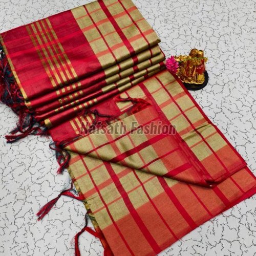 Multicolor Handloom Cotton Checked Saree