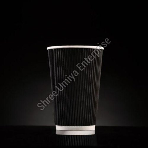 Black 10 Oz Ripple Paper Hot Cup