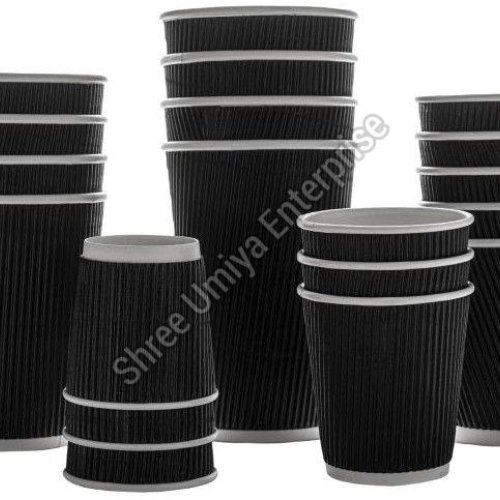 Black 8 Oz Ripple Paper Hot Cup