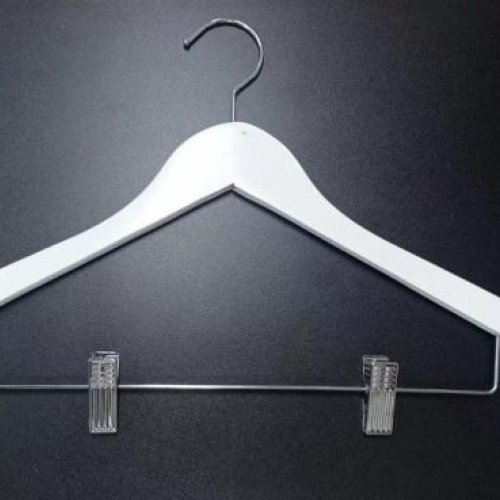 Basic White Clip Wooden Hanger
