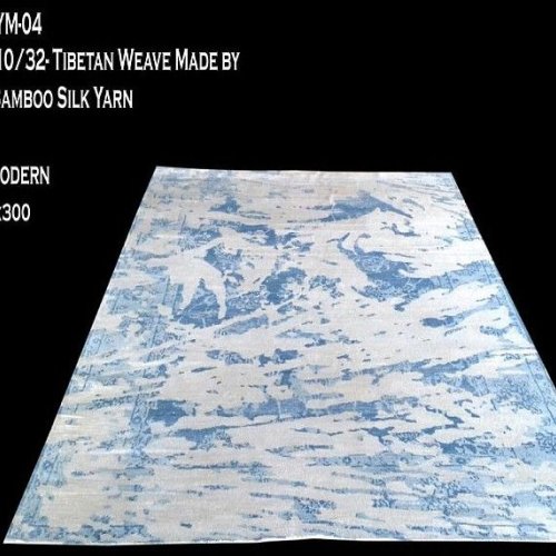 250x300 Inch Rectangular Blue and White Tibetan Weave Bamboo Silk Rug