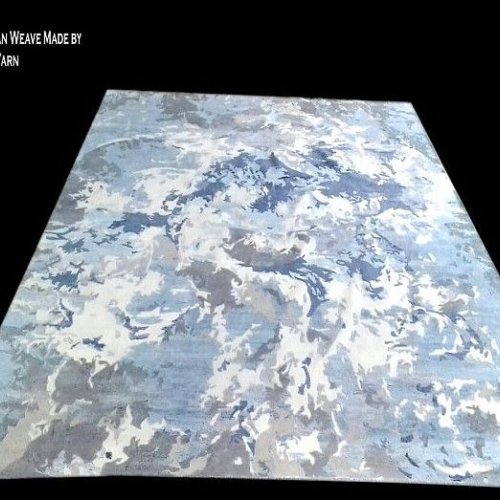 270x360 Inch Blue and Grey Tibetan Weave Bamboo Silk Rug