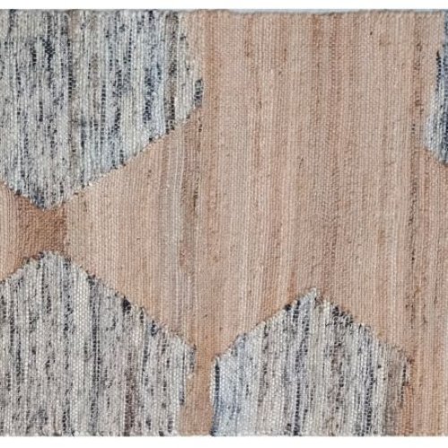 Brown and Grey Rectangular Flat Weave Jute Rug