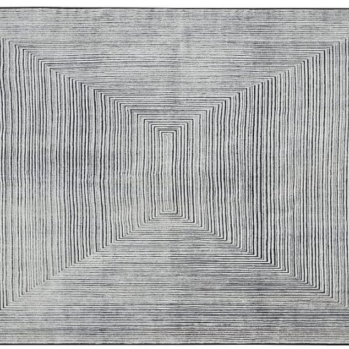 Rectangular Light Grey Hand Knotted Rug