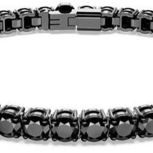Round Cut Black Lab Grown Diamond Matrix Tennis Bracelets