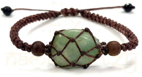 Handmade Green Jade Tumbled Gemstone Macrame Healing Unisex Bracelet