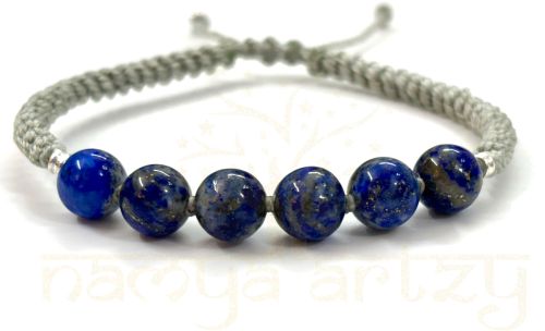 Handmade, Natural &AMP; Beautiful 8mm Lapis Lazuli Gemstone Hand-Knotted Macrame Healing Bracelet