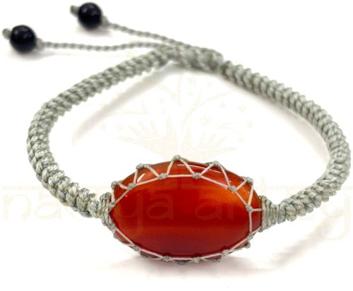 Handmade Cabochon Carnelian Gemstone Macrame Healing Bracelet