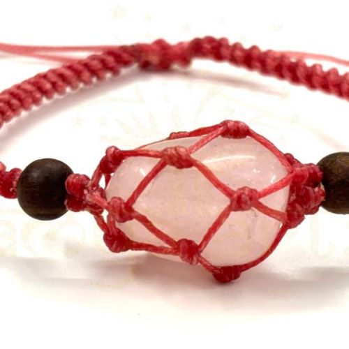 Handmade, Natural, &AMP;AMP; Beautiful Rose Quartz Tumbled Gemstone Macrame Healing Unisex Bracelet
