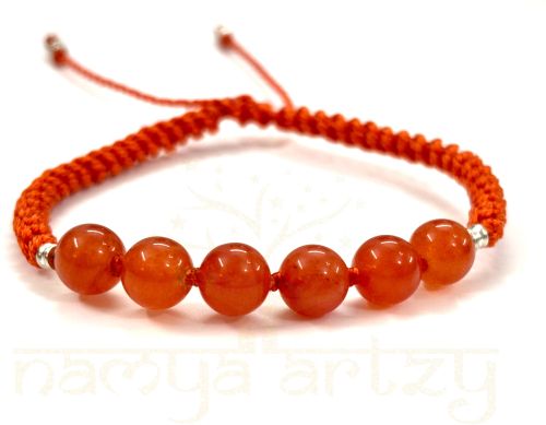 Handmade, Natural &AMP;AMP; Beautiful 8mm Carnelian Gemstone Hand-Knotted Macrame Healing Bracelet