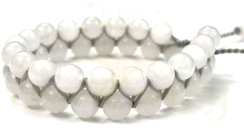 Handmade, Natural &AMP;AMP; Beautiful 8mm Cool Moonstone Gems Double Line Macrame Healing Bracelet