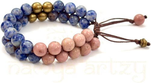 8mm Sodalite Rhodochrosite Gems Double Line Healing Bracelet