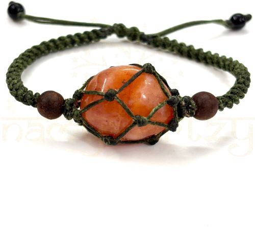 Handmade, Natural, &AMP;AMP; Beautiful Carnelian Tumbled Gemstone Macrame Healing Unisex Bracelet