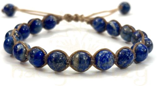 Two-Sided Hand-Knotted, Natural 8mm Lapis Lazuli Gemstones Fashion Healing Macrame Bracelet