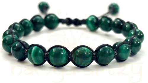 Two-Sided Hand-Knotted, Natural &AMP;AMP; High Grade 8mm Malachite Healing Fashion Macrame Bracelet