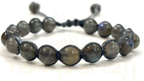 Two-Sided Hand-Knotted, Natural &AMP;AMP; High Grade 8mm Labradorite Healing Fashion Macrame Bracelet-