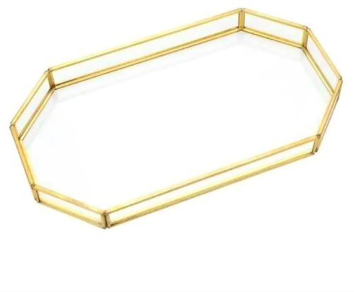 Octagon Glass Tray with Brass Rim