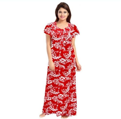 Red Printed Pure Cotton Nighty
