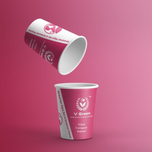 Pink & White Bio Compostable Paper Cup