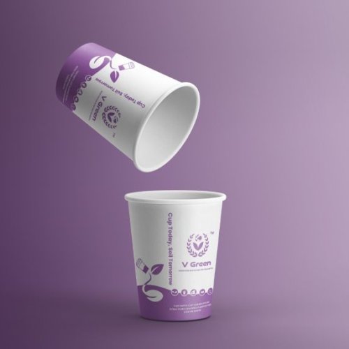 Purple &AMP; White Bio Compostable Paper Cup