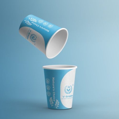 Sky Blue & White Bio Compostable Paper Cup