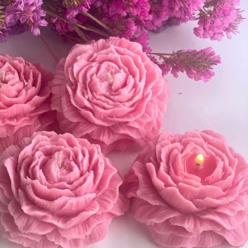 Pink Peony Flower Shape Candle